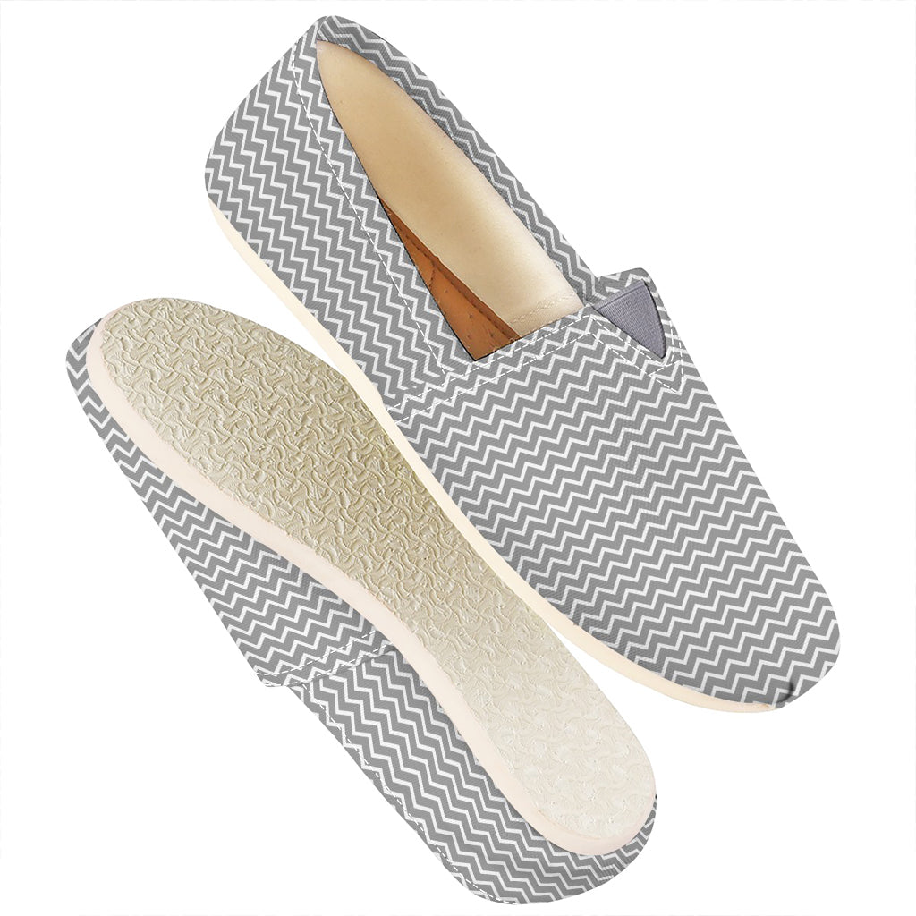 Grey And White Zigzag Pattern Print Casual Shoes