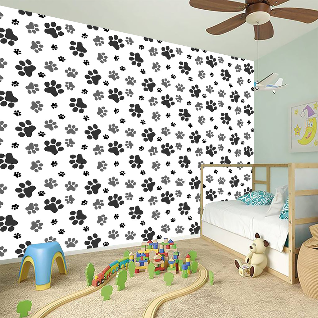 Grey Animal Paw Pattern Print Wall Sticker