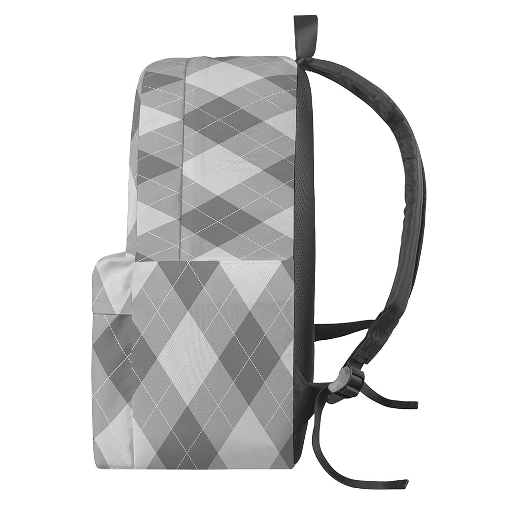 Grey Argyle Pattern Print Backpack