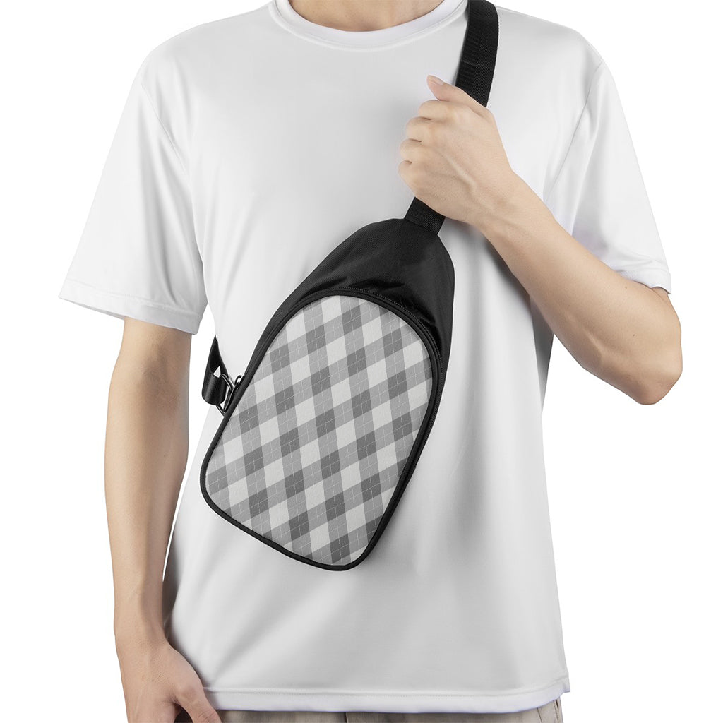 Grey Argyle Pattern Print Chest Bag