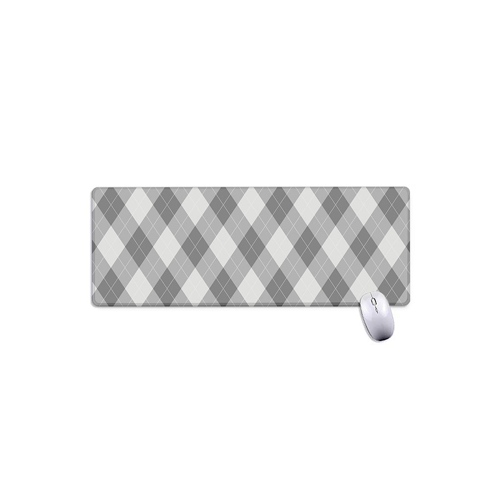 Grey Argyle Pattern Print Extended Mouse Pad