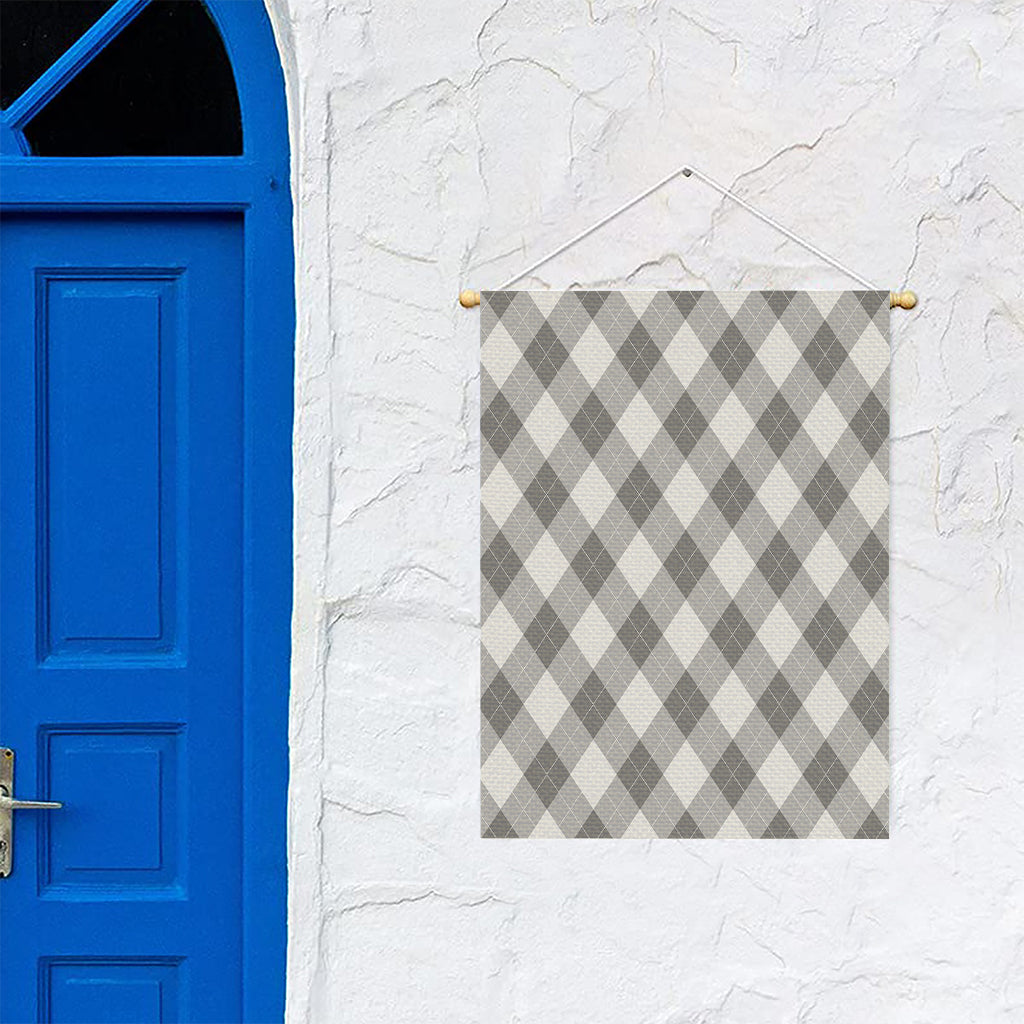 Grey Argyle Pattern Print Garden Flag