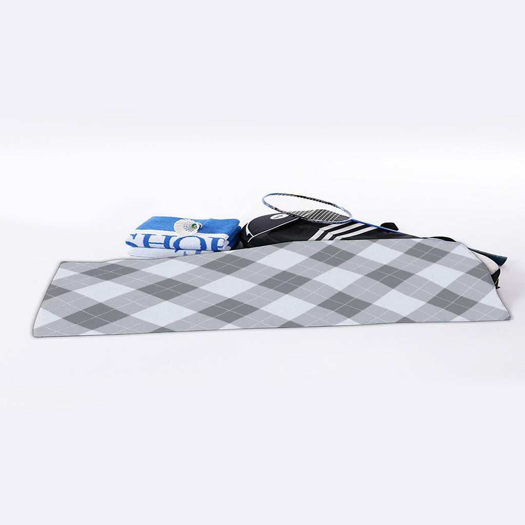 Grey Argyle Pattern Print Sports Towel