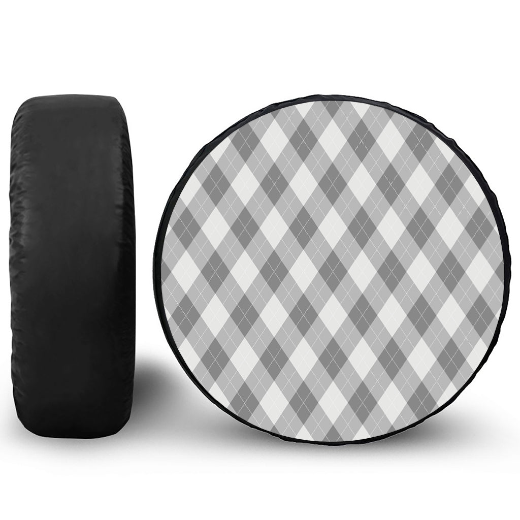 Grey Argyle Pattern Print Tire Cover