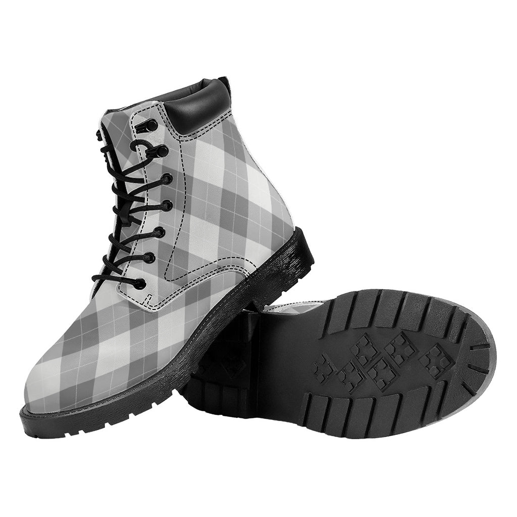 Grey Argyle Pattern Print Work Boots