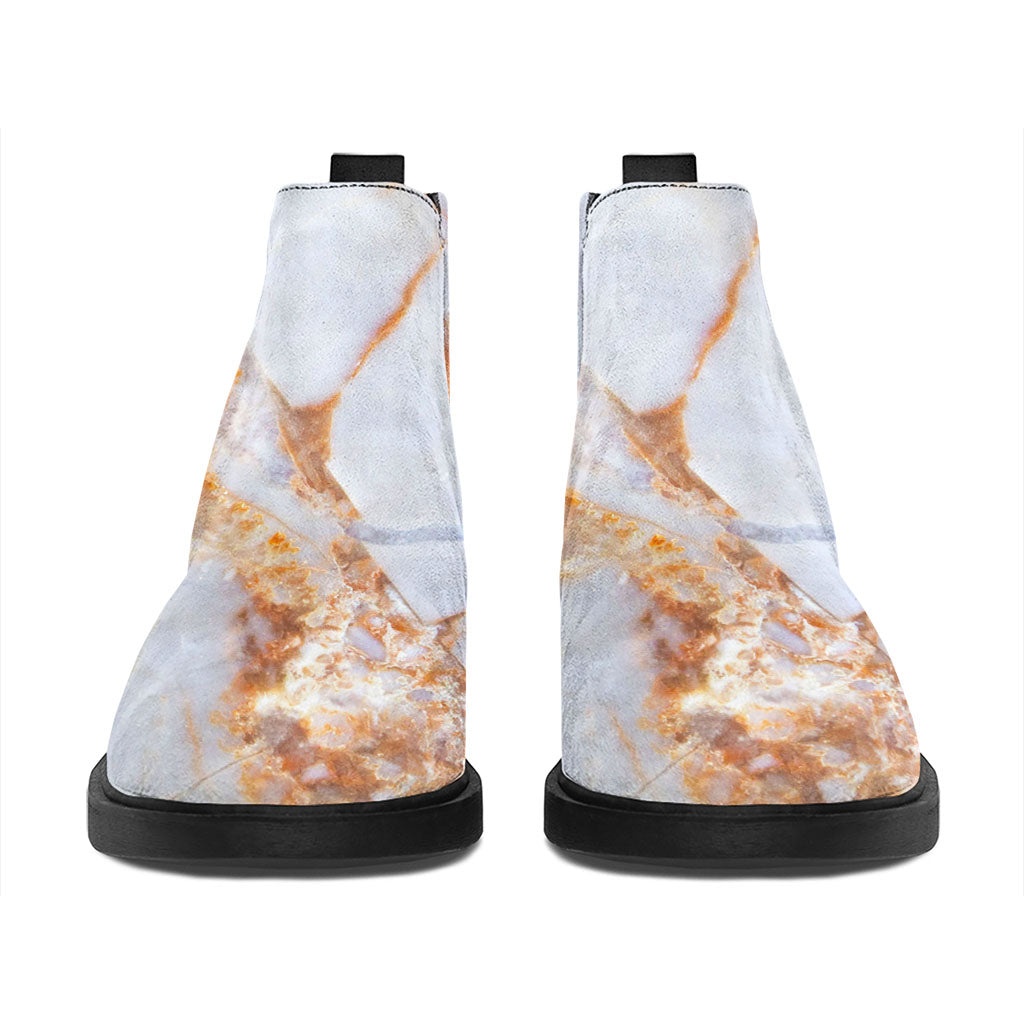 Grey Bronze Marble Print Flat Ankle Boots