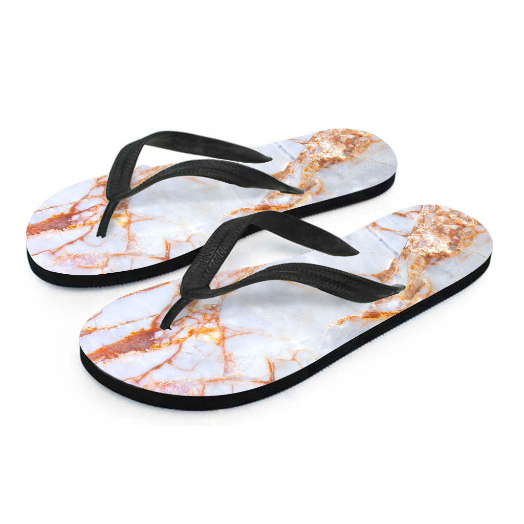 Grey Bronze Marble Print Flip Flops