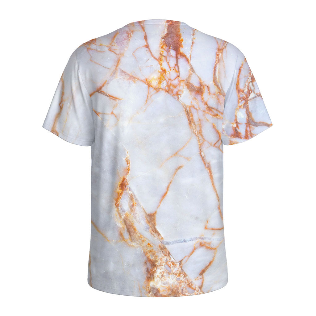 Grey Bronze Marble Print Men's Sports T-Shirt