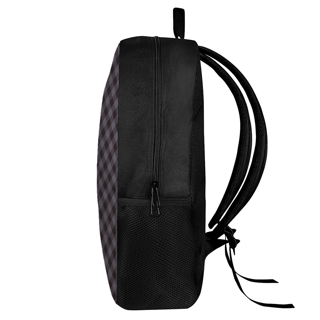 Grey Buffalo Plaid Pattern Print 17 Inch Backpack