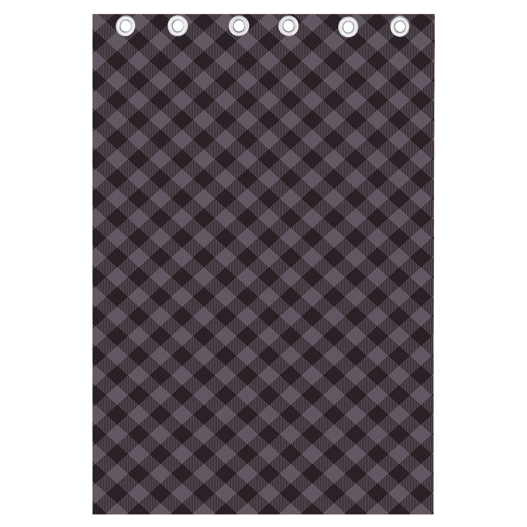 Grey Buffalo Plaid Pattern Print Curtain