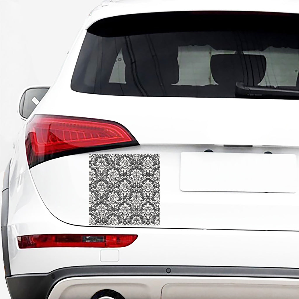 Grey Damask Pattern Print Car Sticker
