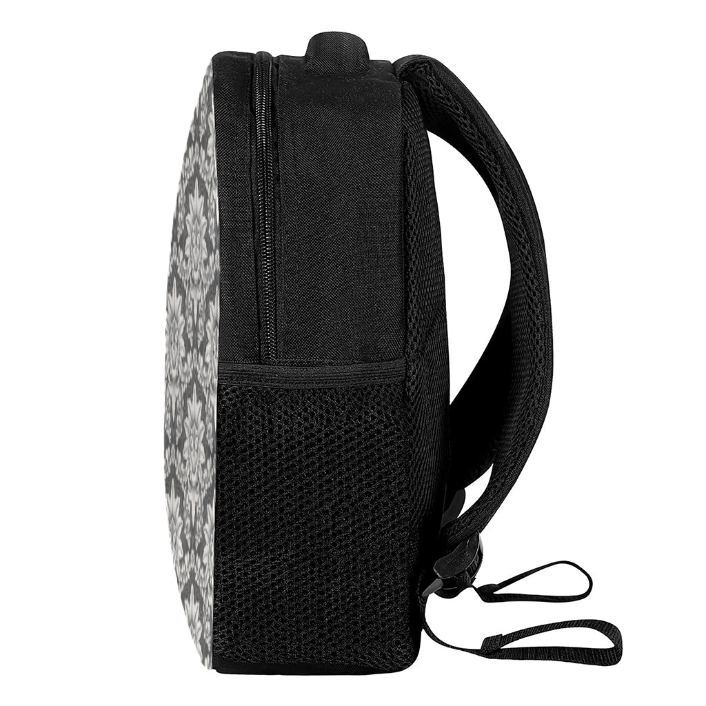 Grey Damask Pattern Print Casual Backpack