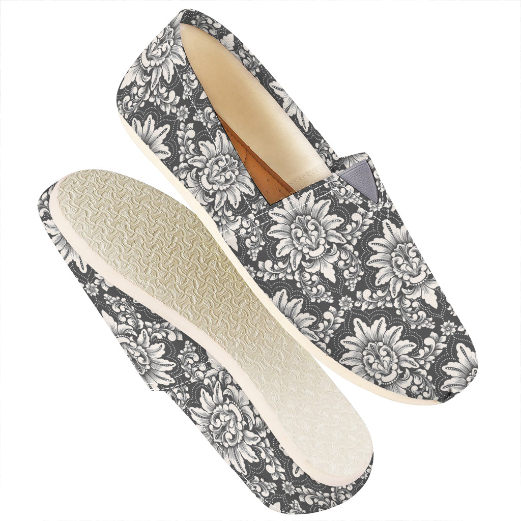 Grey Damask Pattern Print Casual Shoes