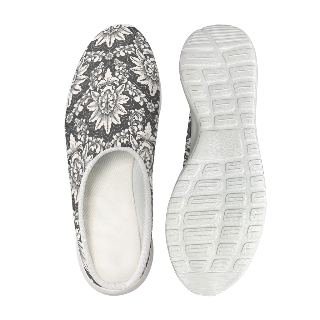 Grey Damask Pattern Print Mesh Casual Shoes