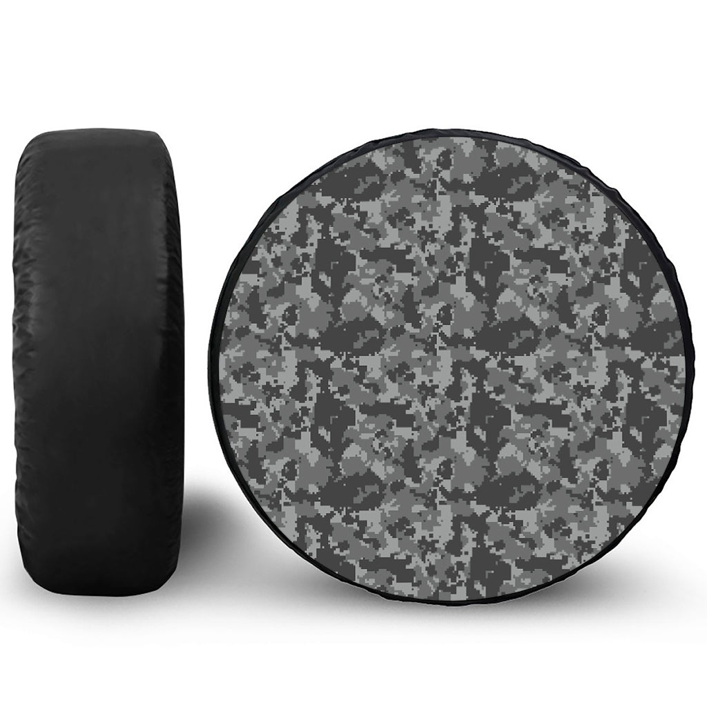 Grey Digital Camo Pattern Print Tire Cover
