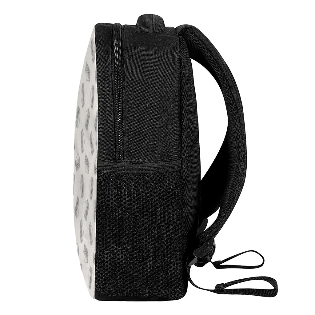 Grey Doodle Sandwich Pattern Print Casual Backpack
