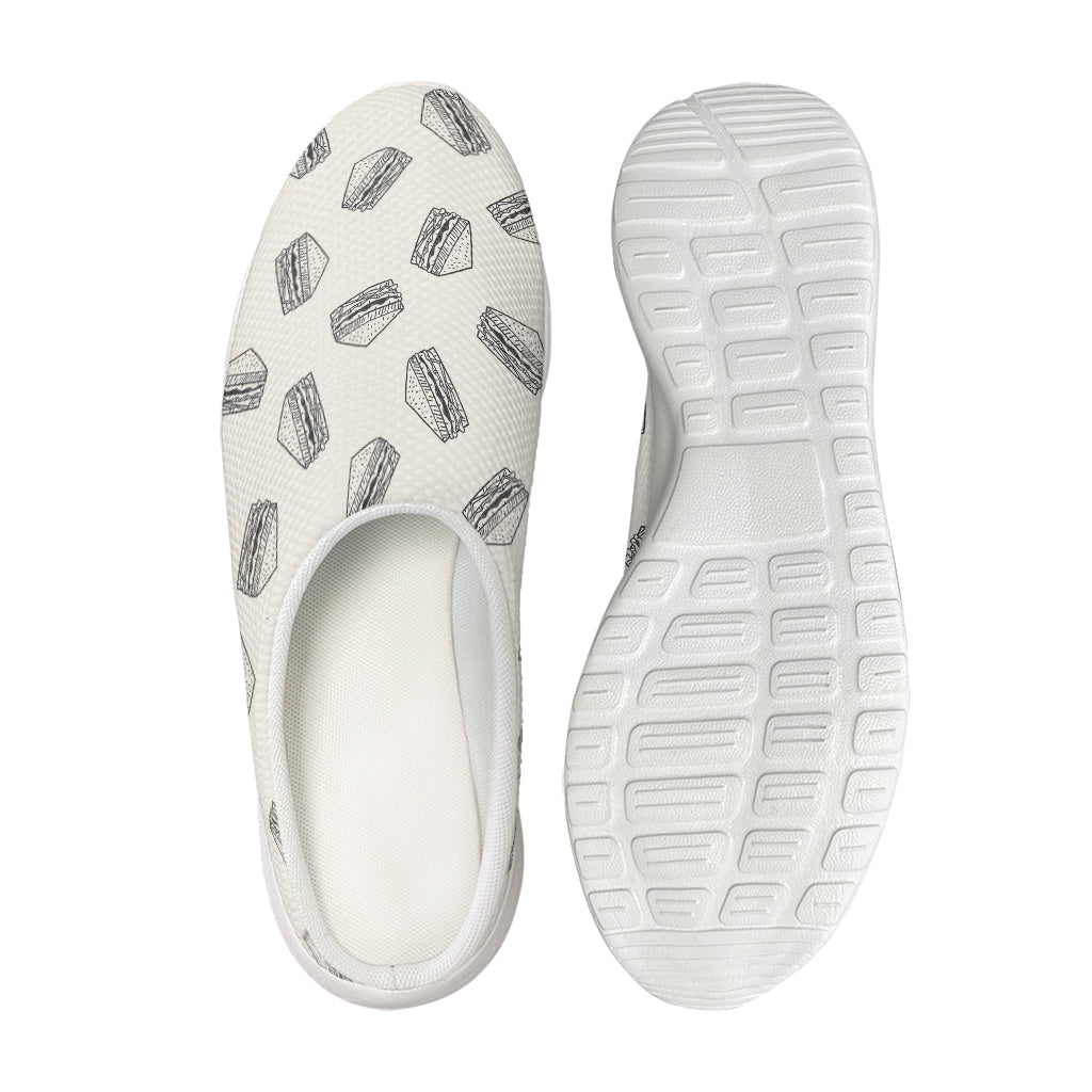 Grey Doodle Sandwich Pattern Print Mesh Casual Shoes