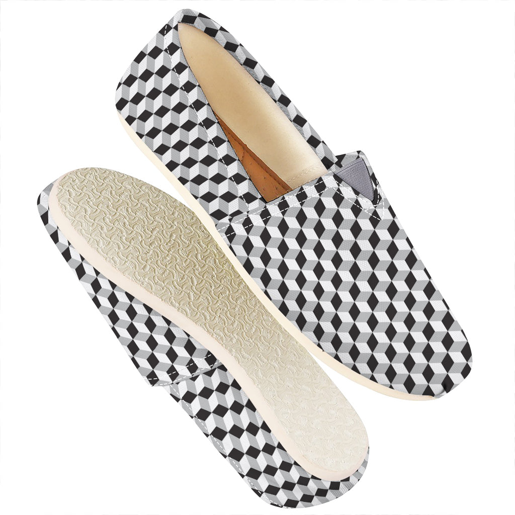 Grey Geometric Cube Shape Pattern Print Casual Shoes