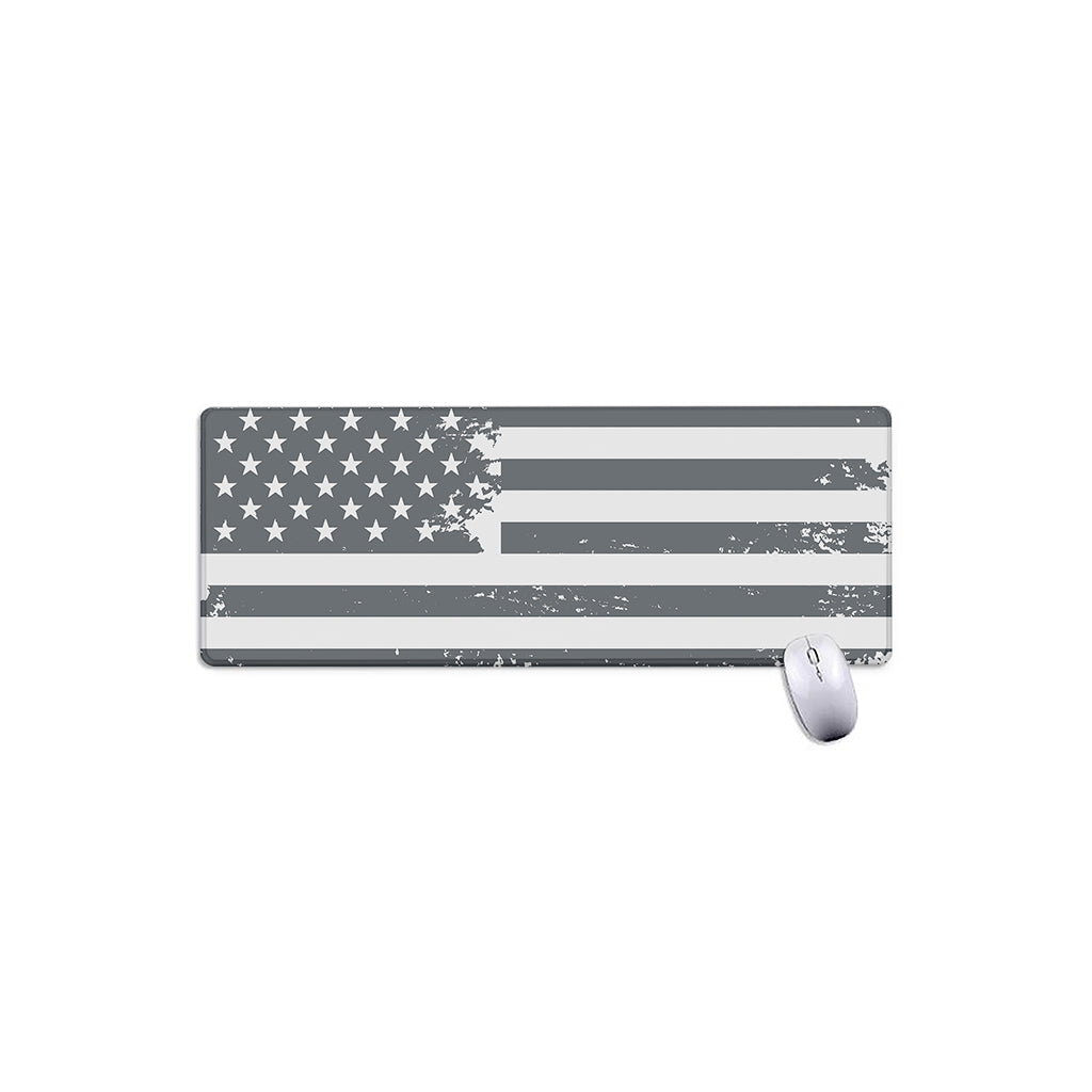 Grey Grunge American Flag Print Extended Mouse Pad