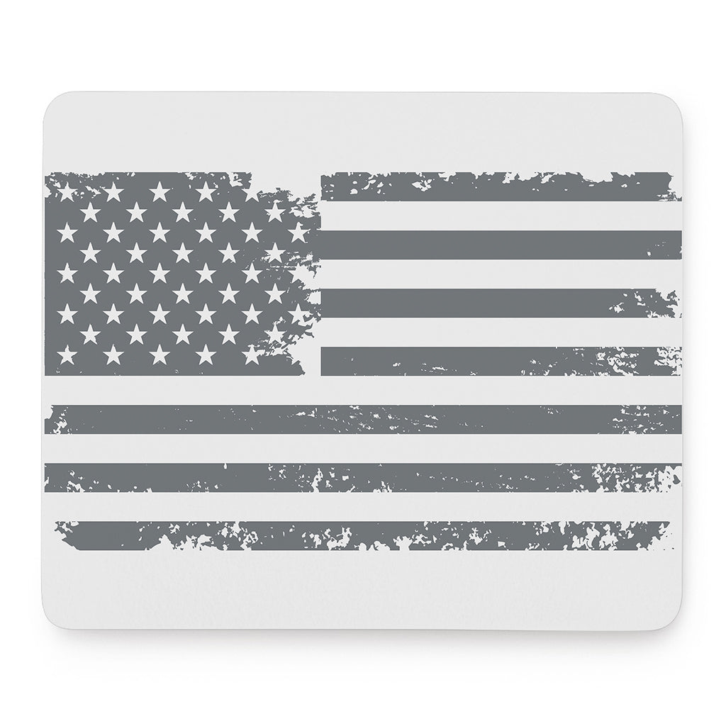 Grey Grunge American Flag Print Mouse Pad