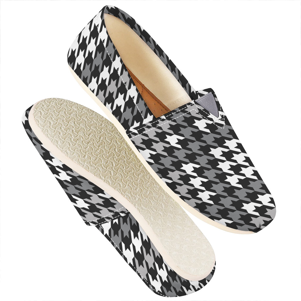 Grey Houndstooth Pattern Print Casual Shoes