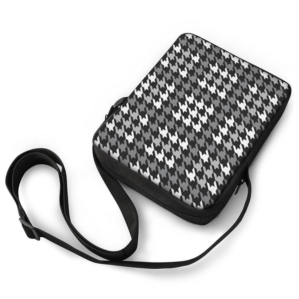 Grey Houndstooth Pattern Print Rectangular Crossbody Bag
