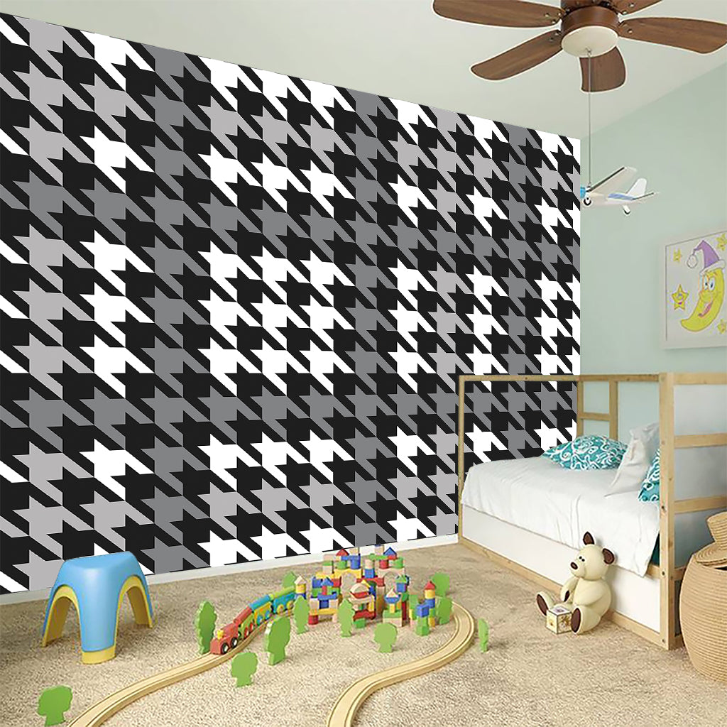 Grey Houndstooth Pattern Print Wall Sticker