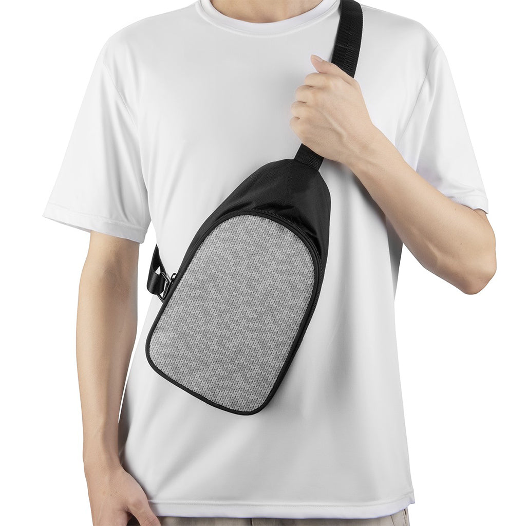 Grey Knitted Pattern Print Chest Bag
