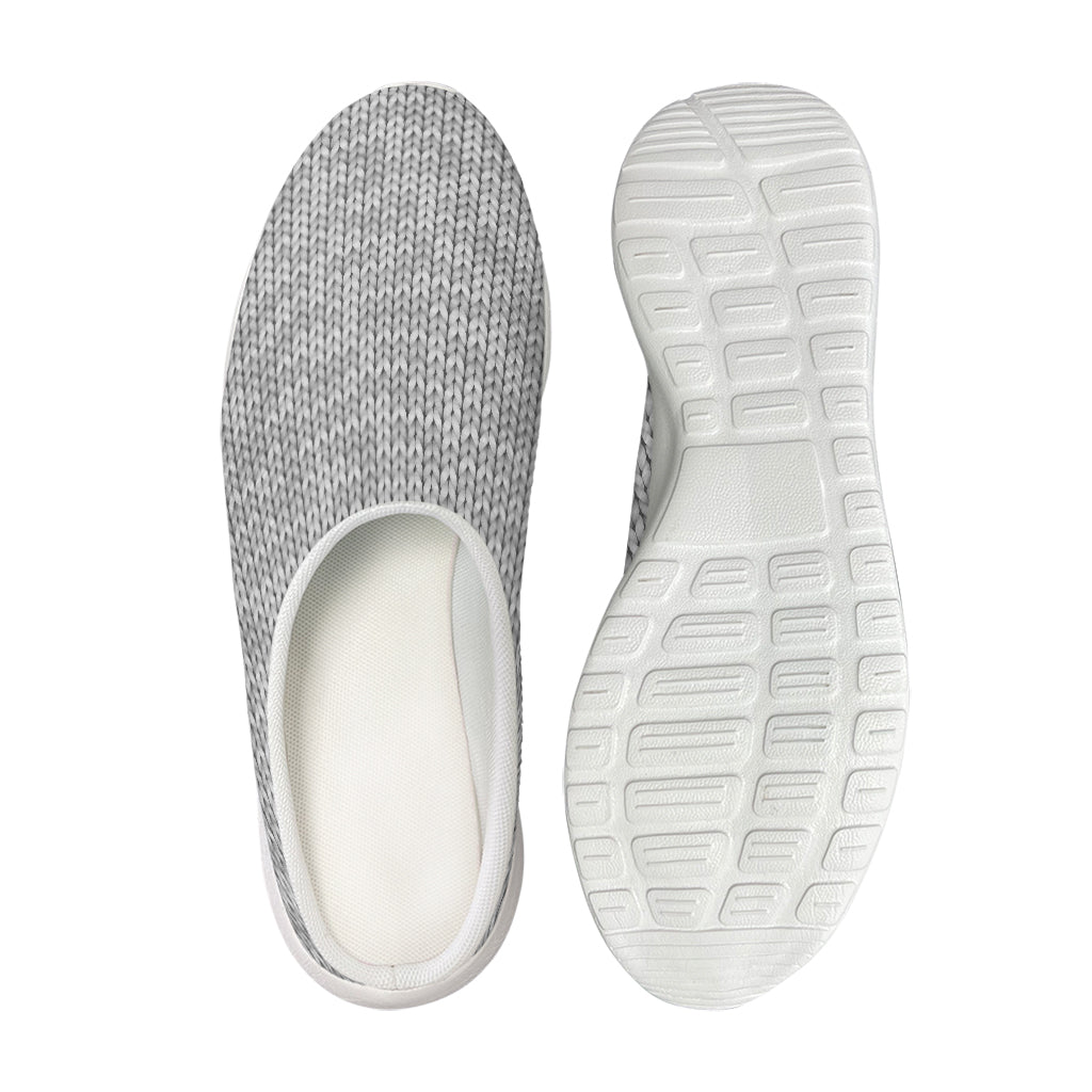 Grey Knitted Pattern Print Mesh Casual Shoes