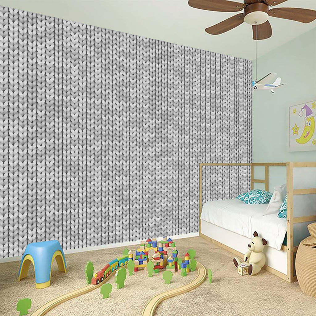 Grey Knitted Pattern Print Wall Sticker