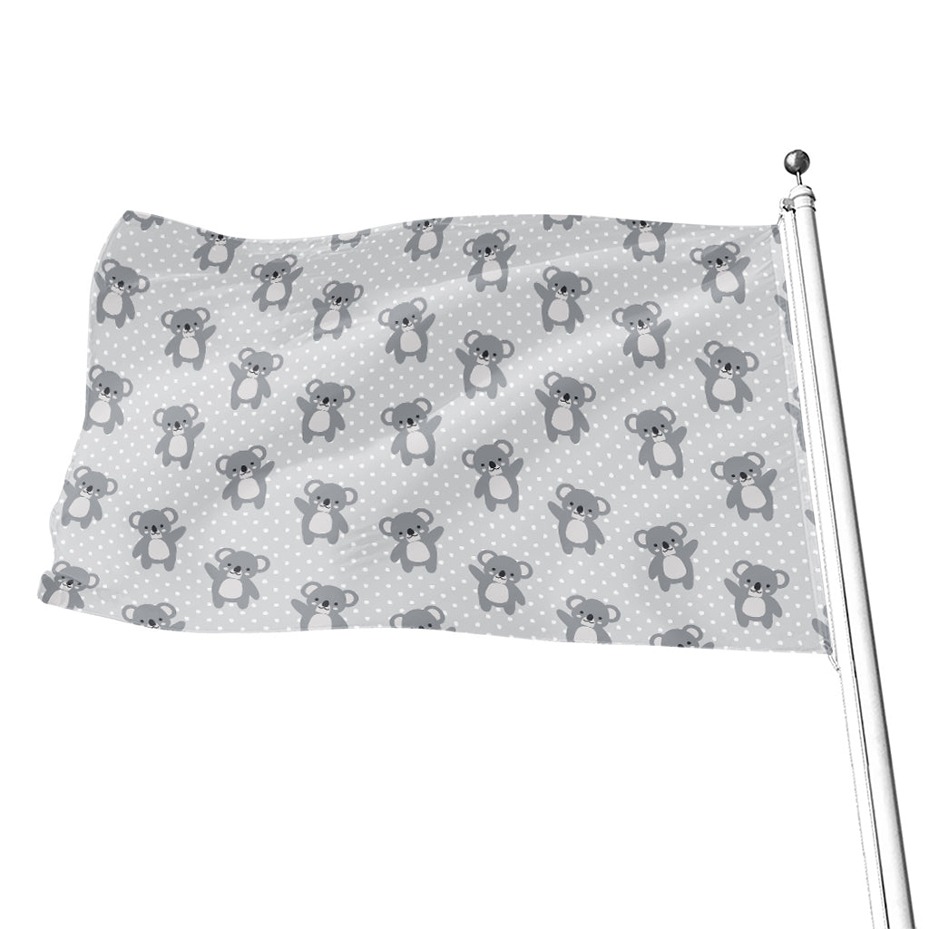 Grey Koala Pattern Print Flag
