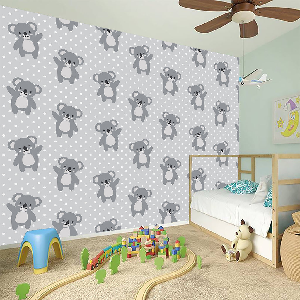 Grey Koala Pattern Print Wall Sticker