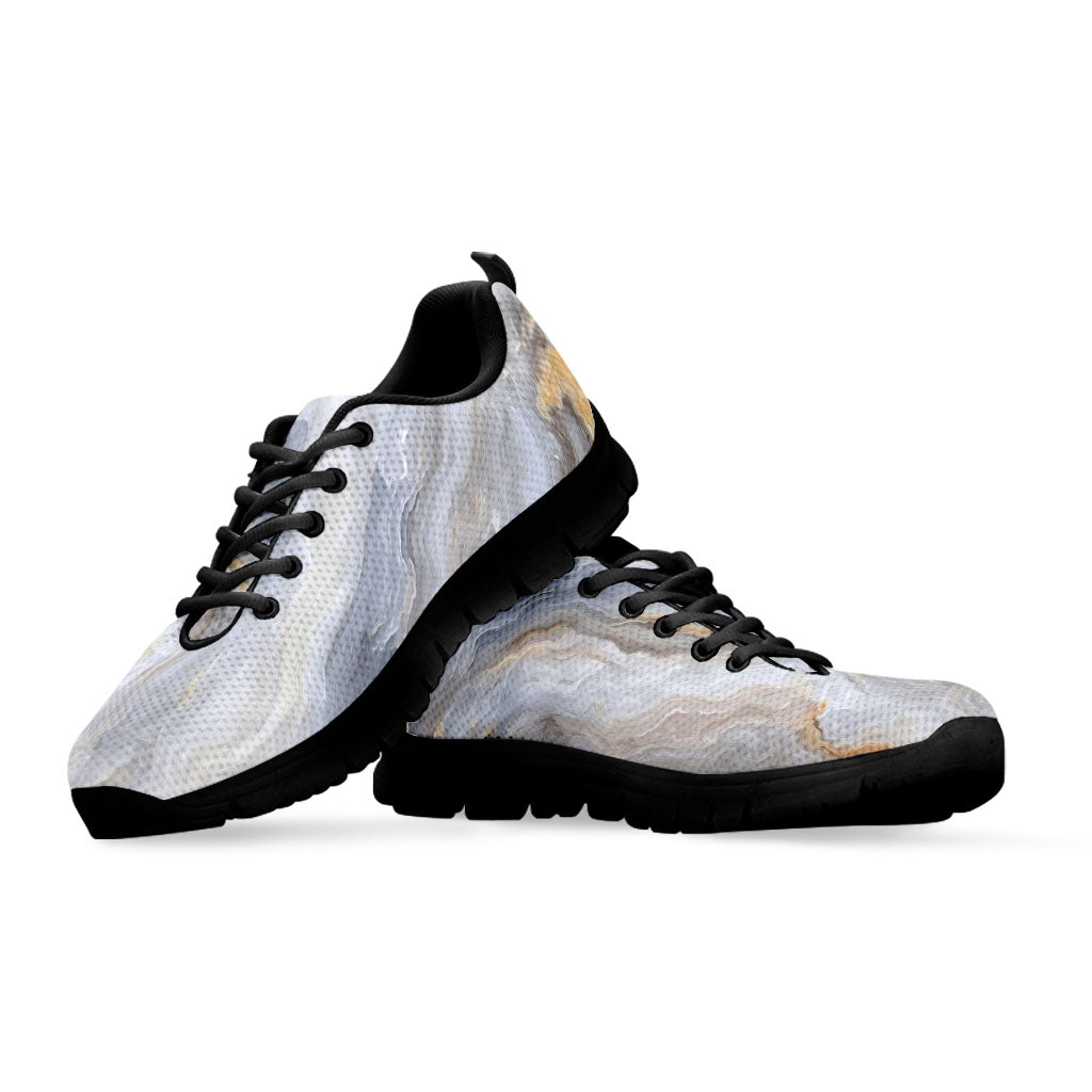 Grey Marble Print Black Running Shoes