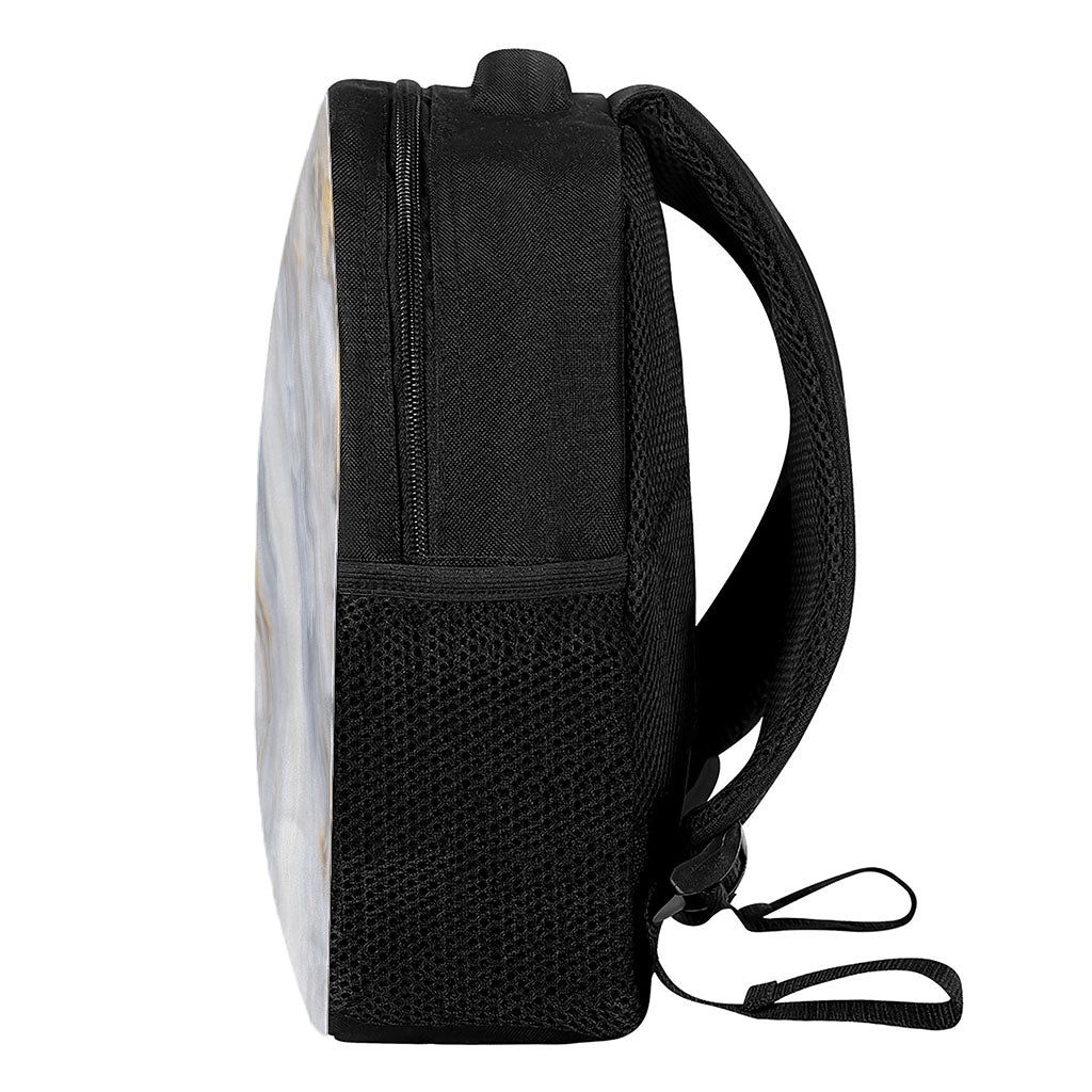 Grey Marble Print Casual Backpack
