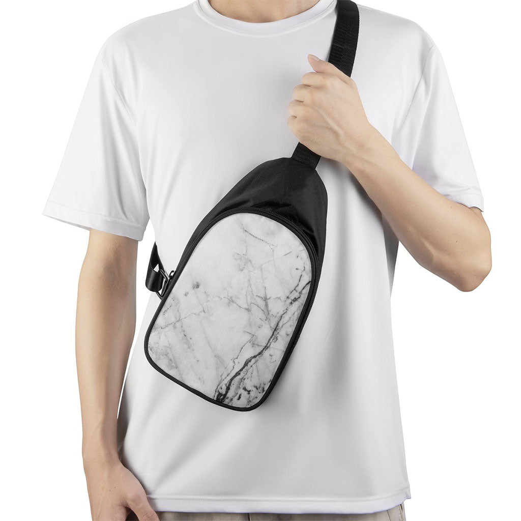 Grey Marble Stone Print Chest Bag