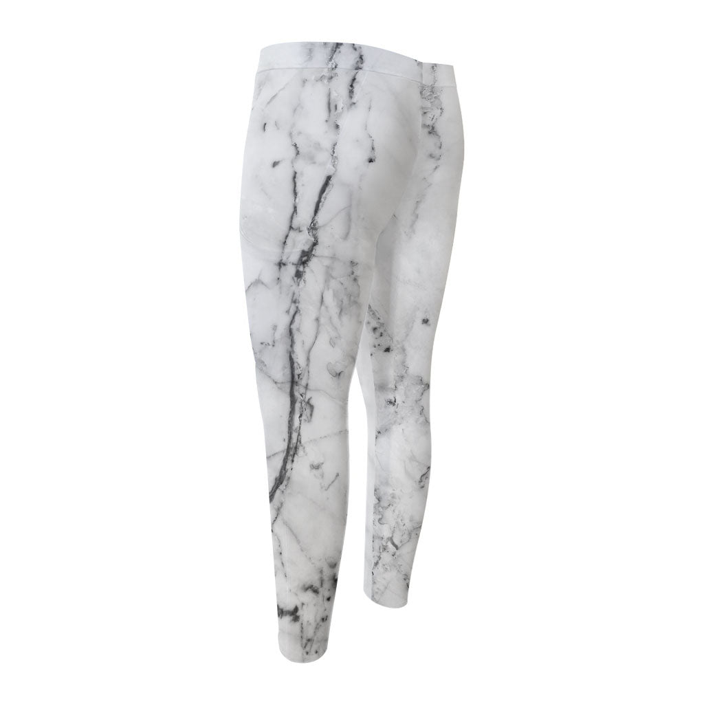 Grey Marble Stone Print Men's Compression Pants