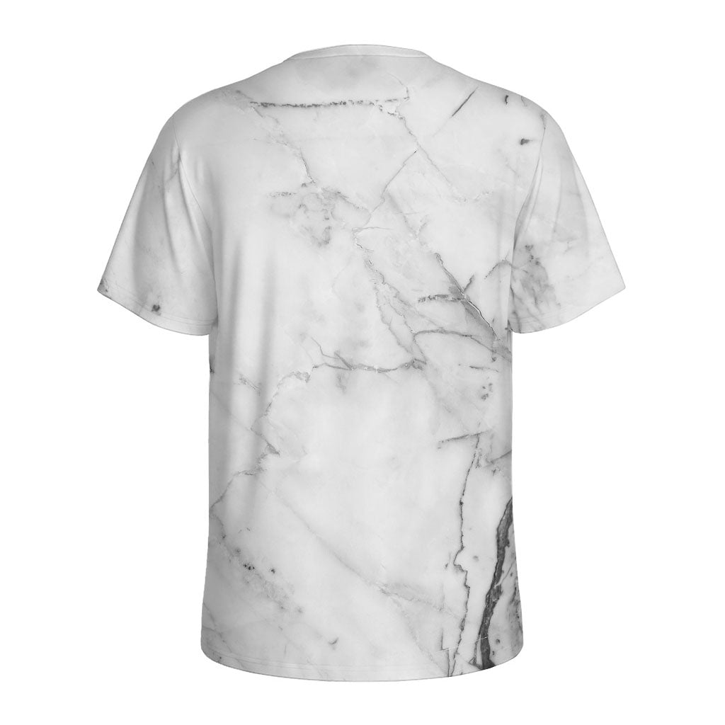 Grey Marble Stone Print Men's Sports T-Shirt