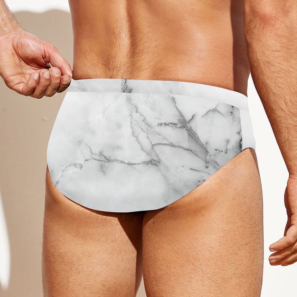 Grey Marble Stone Print Men's Swim Briefs