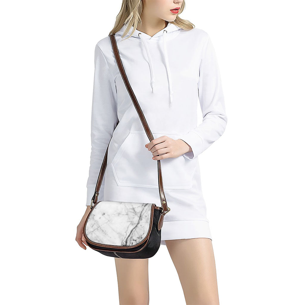 Grey Marble Stone Print Saddle Bag