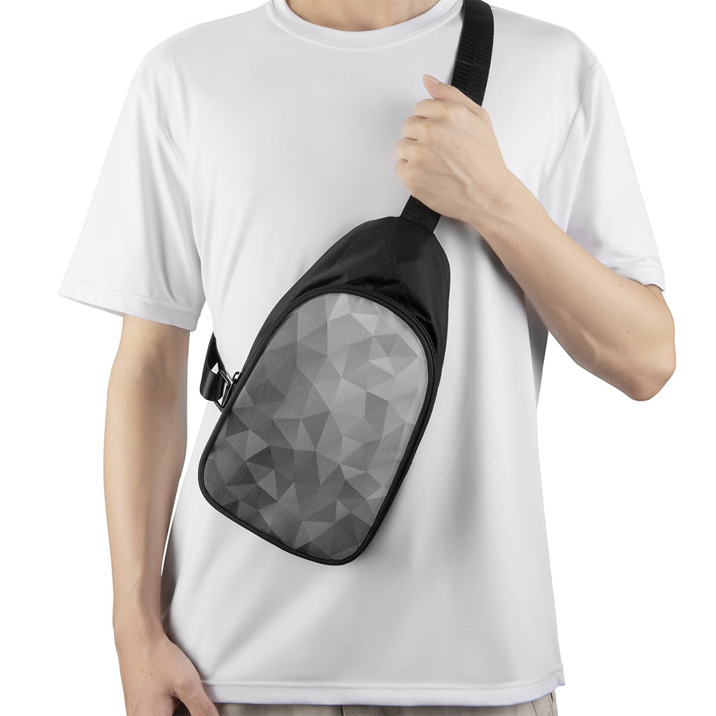 Grey Polygonal Geometric Print Chest Bag