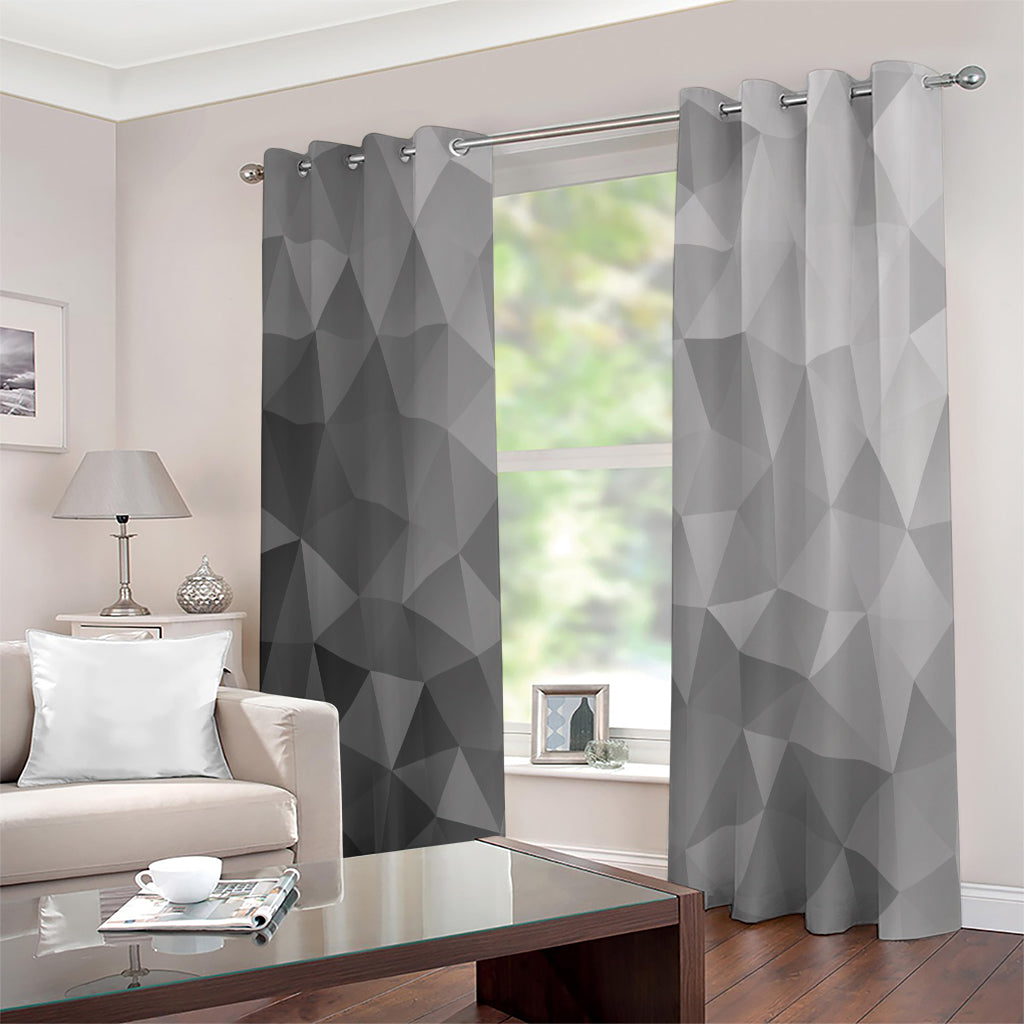 Grey Polygonal Geometric Print Extra Wide Grommet Curtains