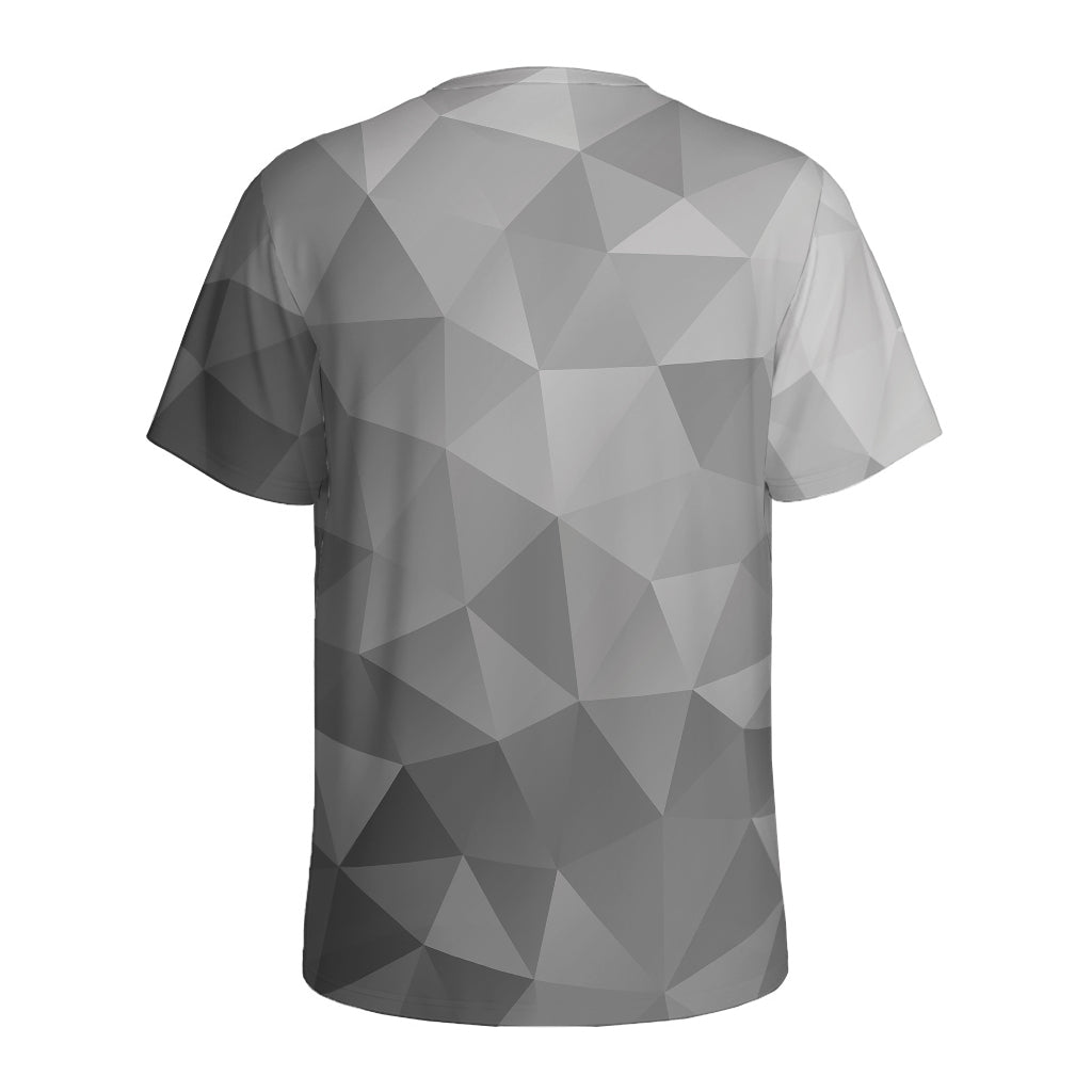 Grey Polygonal Geometric Print Men's Sports T-Shirt