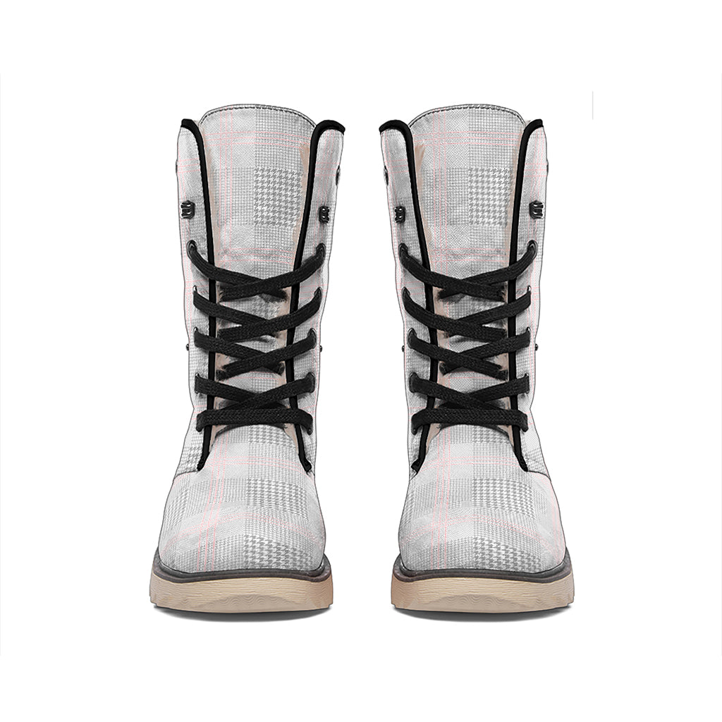 Grey Prince of Wales Check Print Winter Boots