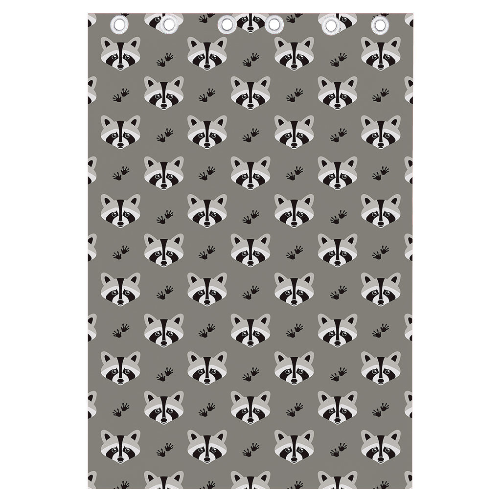 Grey Raccoon Pattern Print Curtain