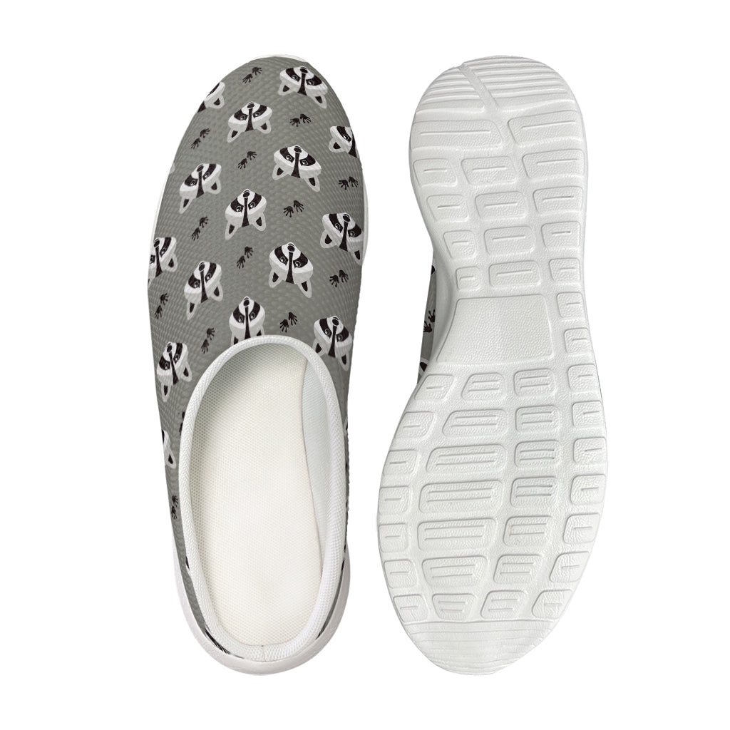 Grey Raccoon Pattern Print Mesh Casual Shoes