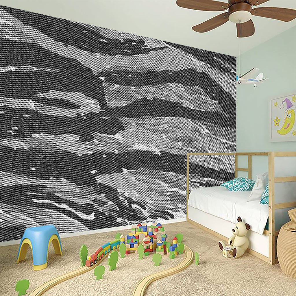 Grey Tiger Stripe Camouflage Print Wall Sticker