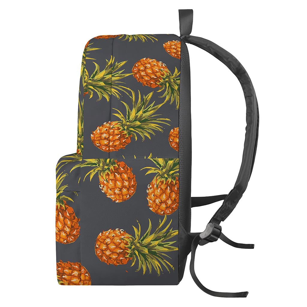 Grey Watercolor Pineapple Pattern Print Backpack