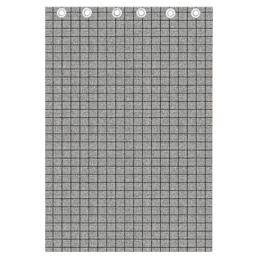 Grey Windowpane Pattern Print Curtain