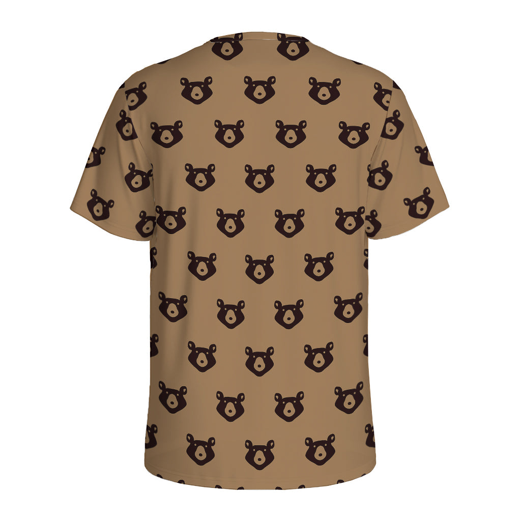 Grizzly Bear Pattern Print Men's Sports T-Shirt