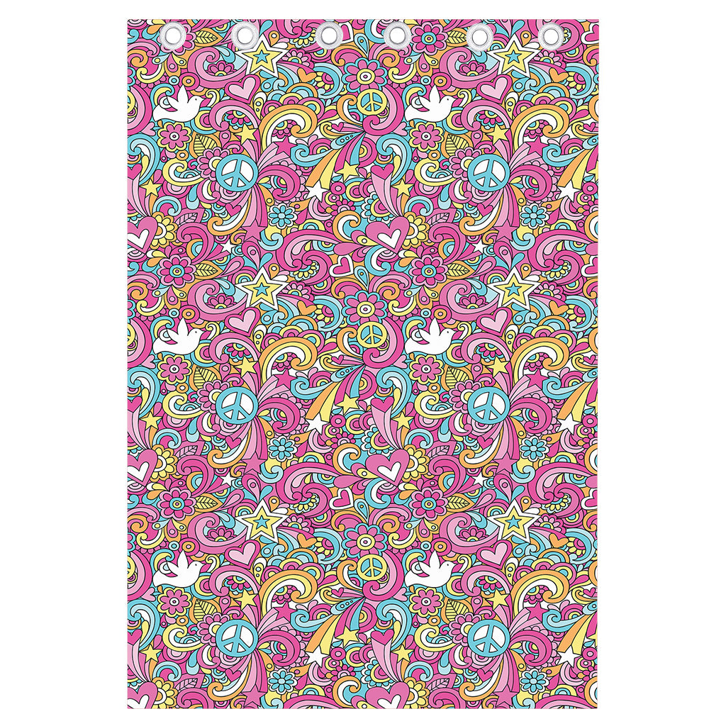 Groovy Girly Peace Pattern Print Curtain